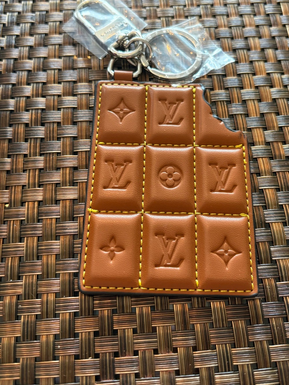 Pocket Book Bag Charm/Key Chain- Monogram chocolate purse/bag charm keychain in